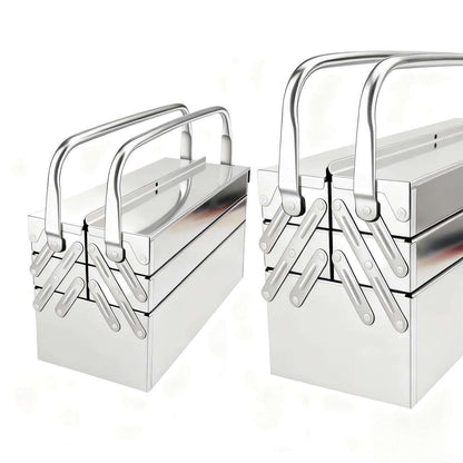 3-Layer Stainless Steel Portable Tool Box - Multi-functional Hardware Storage