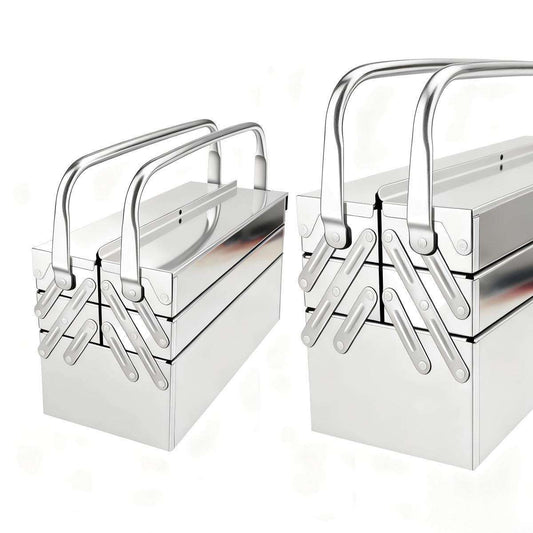 3-Layer Stainless Steel Portable Tool Box - Multi-functional Hardware Storage