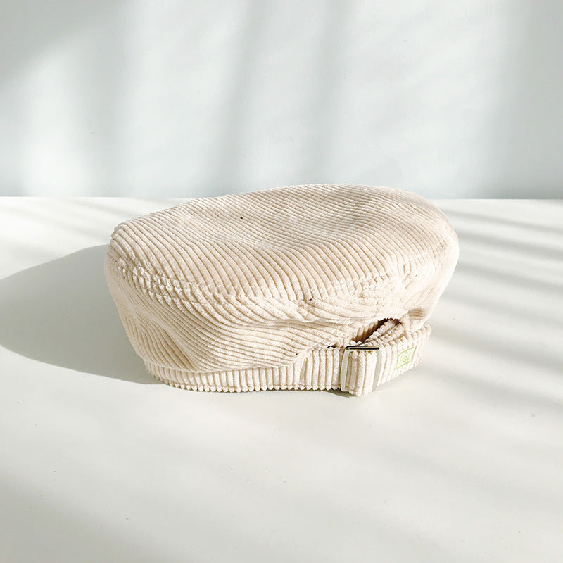 Women's Embroidered Letter Beret Versatile Corduroy