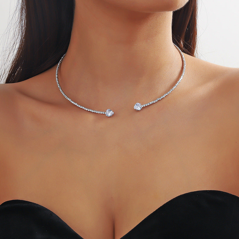 Fashion Jewelry Rhinestone Heart Collar Choker Necklace