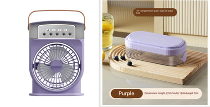 USB Air Cooler Fan with 5 Spray Modes, 7-Color LED, and 600ML Tank