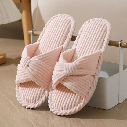 Corduroy Cross Cotton Slippers Home Warm Slippers