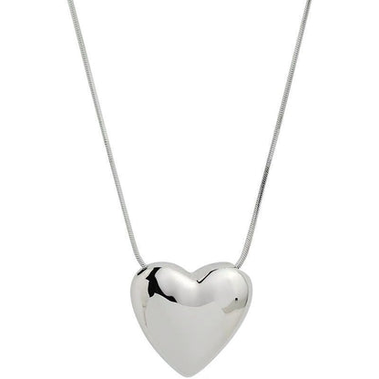 Silver Heart Pendant Necklace Female Summer Simple