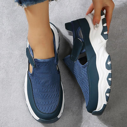 Mesh Sport Shoes for Women - Fashion Outdoor Flat Heel Round Toe Running Shoes