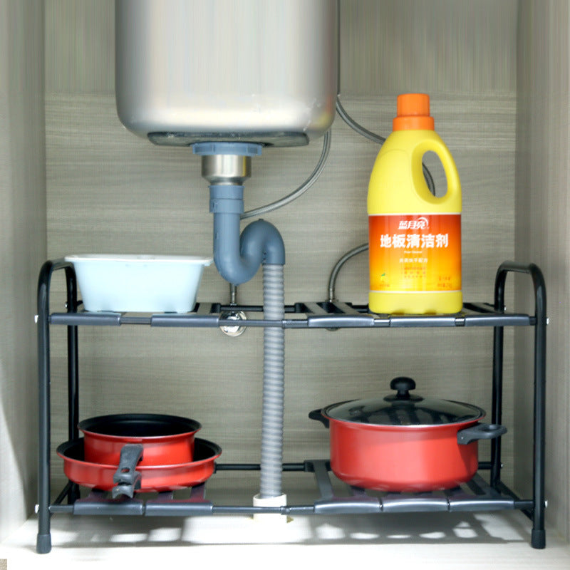Kitchen Sink Retractable Layered Storage Rack