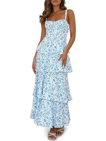 Spring And Summer Floral Holiday Party Backless Sweet Formal Dress Women
