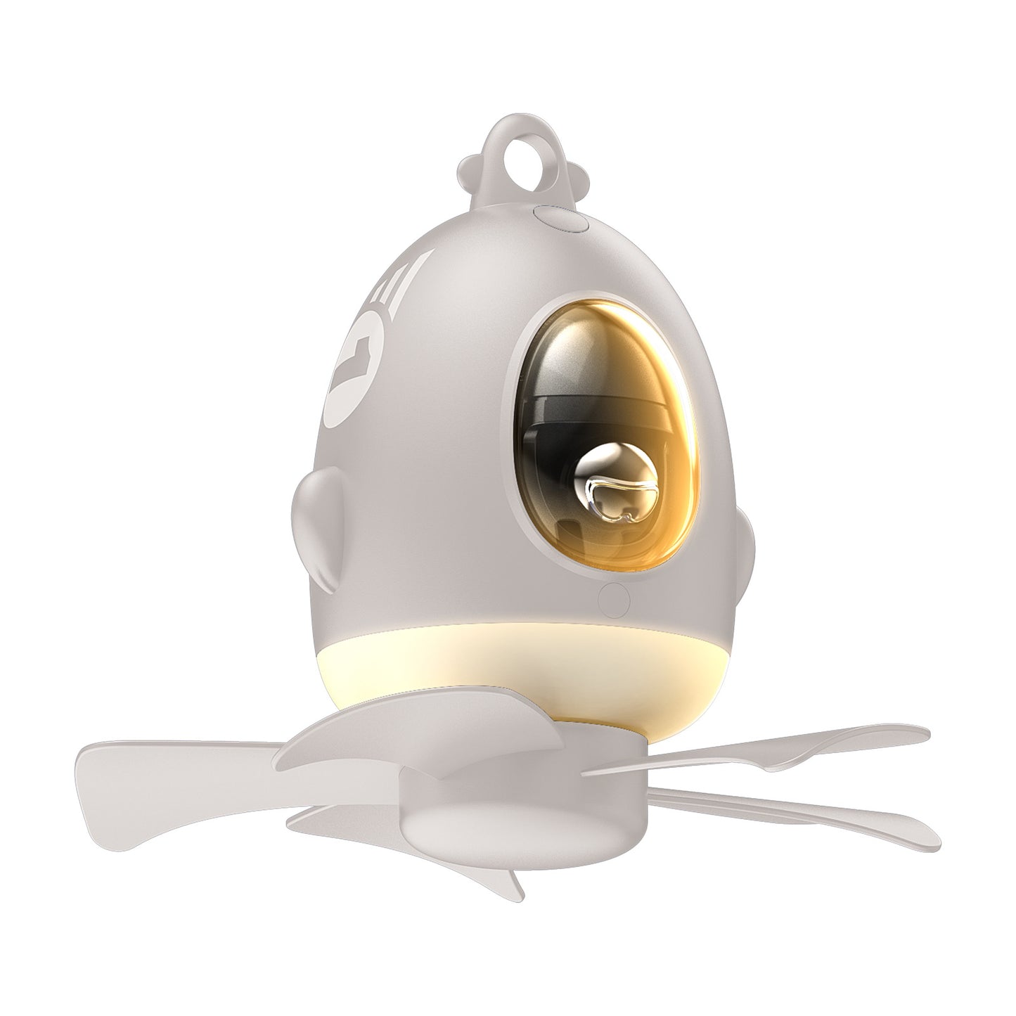 White bird-shaped night light with a gold interior on a white background