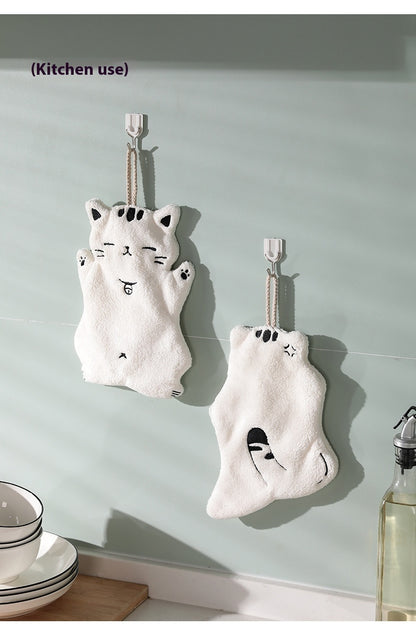 Hand-wiping Small Tower Cute Cat Hand Towel Bathroom Kitchen Hanging Towel