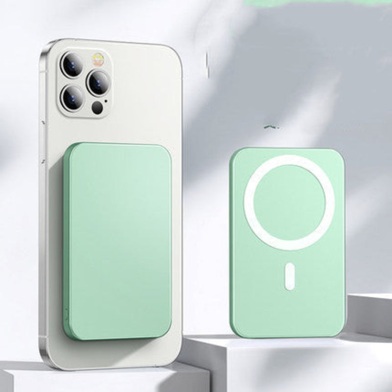 Green phone case with magnetic design on a white background
