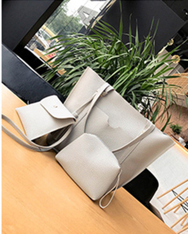 Oblique Cross Bag Lychee Pattern Tassel Four-piece Handbag