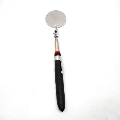 Telescopic mirror with black handle on a white background