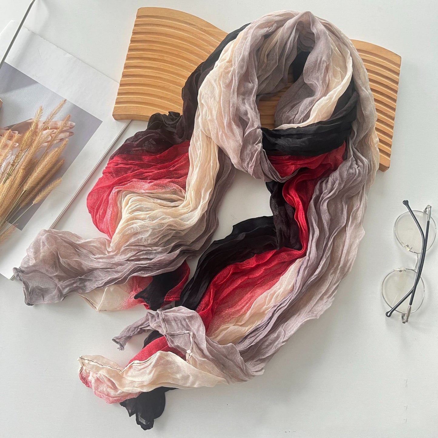 Men's And Women's Color Matching Autumn And Winter Cotton And Linen Feel Long Strip