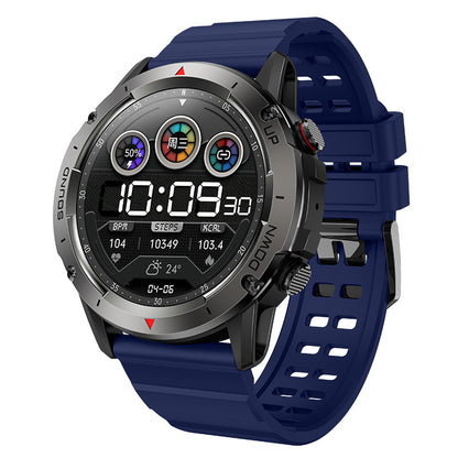 Smartwatch with a blue strap on a white background