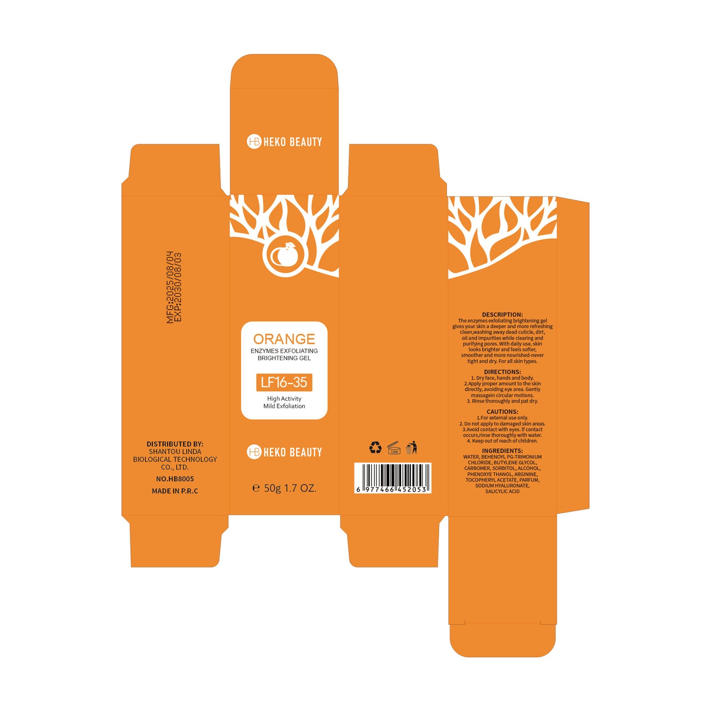 Orange Enzyme Exfoliating Gel - Facial Deep Cleansing & Moisturizing