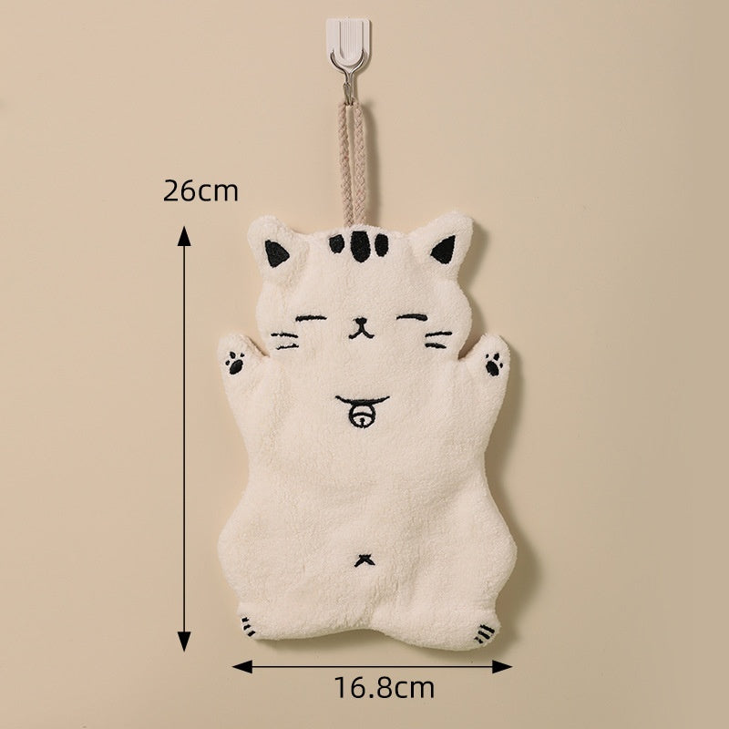 Hand-wiping Small Tower Cute Cat Hand Towel Bathroom Kitchen Hanging Towel