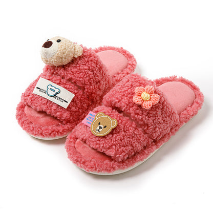 Parallel Bars Cartoon Opening Cotton Slippers Home