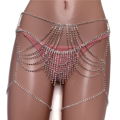 European and American Multi-Layer Rhinestone Waist Chain – Hip-Hop Inspired Jewelry
