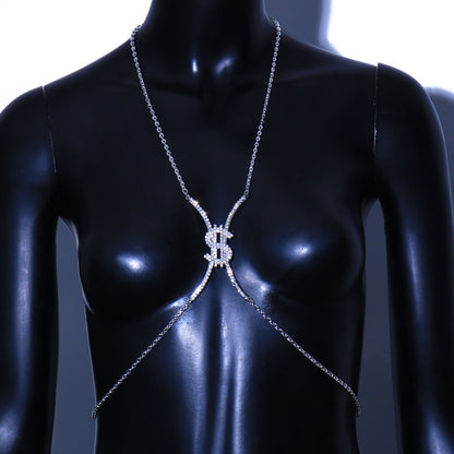 Rhinestone Chest Body Chain – Glamorous Nightclub Jewelry
