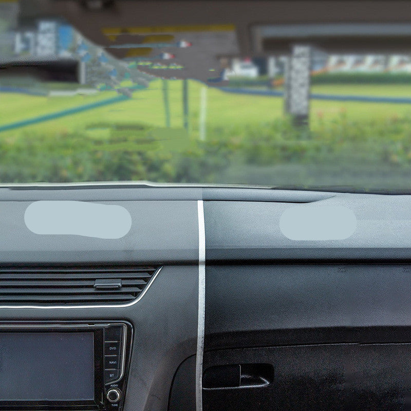 Car dashboard comparison labeled 'Before' and 'After' with a blurred outdoor scene in the background.