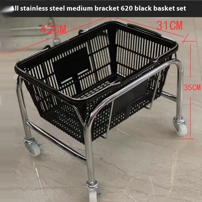 Zhonggu Rattan Trolley Storage Basket Metal Snack Rack