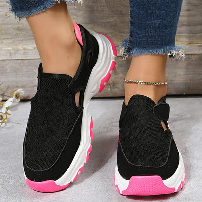 Mesh Sport Shoes for Women - Fashion Outdoor Flat Heel Round Toe Running Shoes