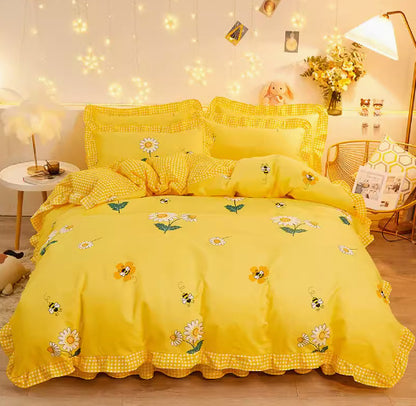 Princess Wind Bed Skirt Girl Heart Bed Sheet Set