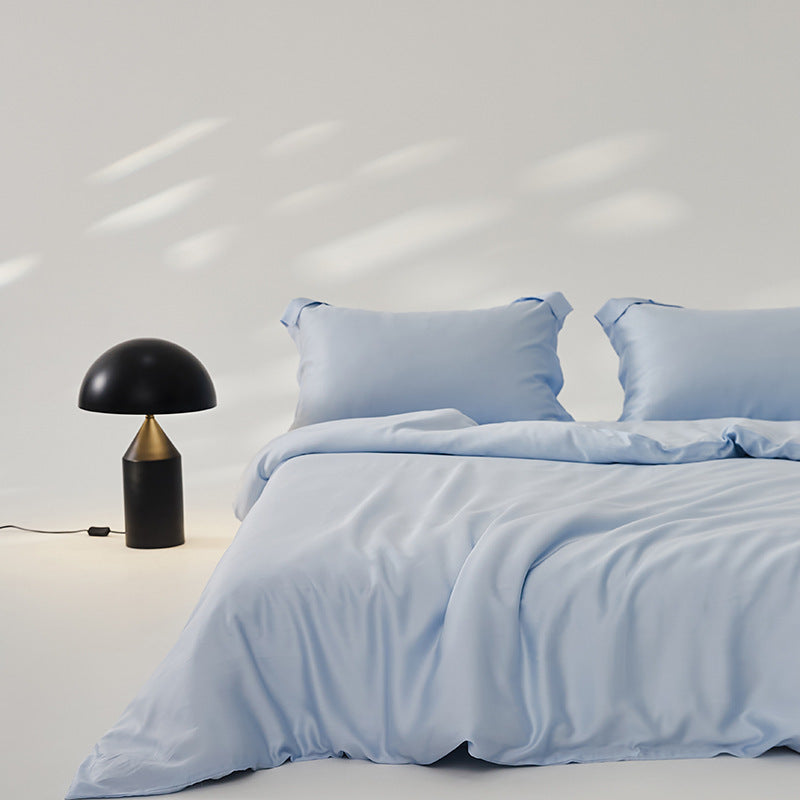 Summer Bed Four-piece Ice Silk Summer Cooling Quilt Cover Fitted Sheet