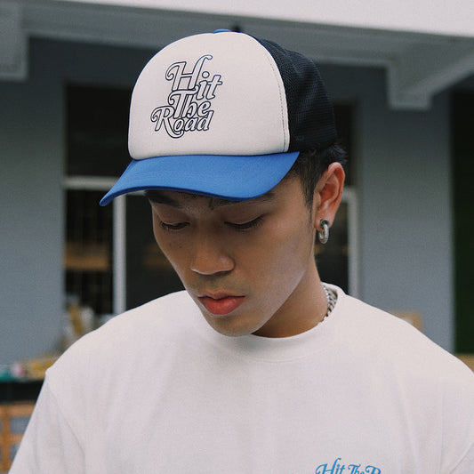 Blue & White Retro Cotton Adjustable Cap

