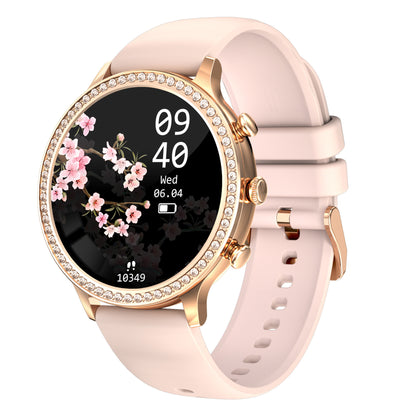 Smartwatch with a floral display on a white background