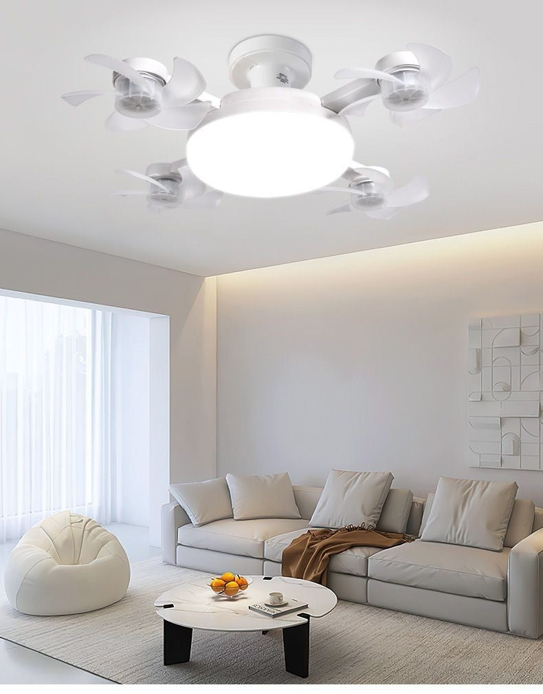 Modern living room with a ceiling light fixture, sofa, and coffee table.