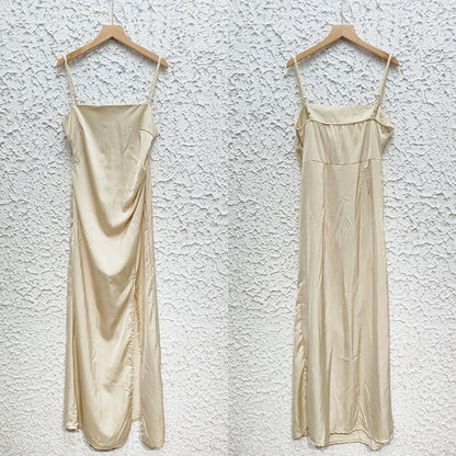 Summer Pure Color Split Dress Women