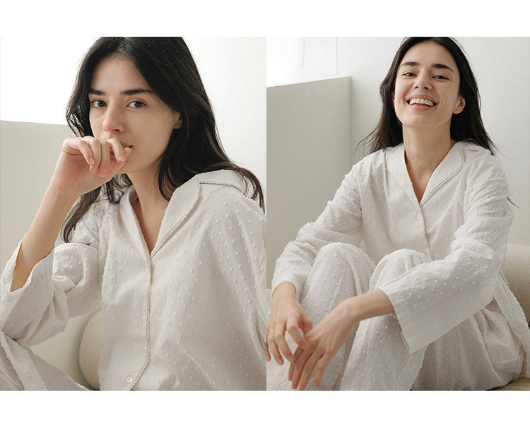 Home Wear Girls' Jacquard Polo Collar Top Pants Suit