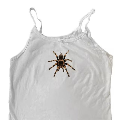 Cute Spider Print Pattern Lace Vest