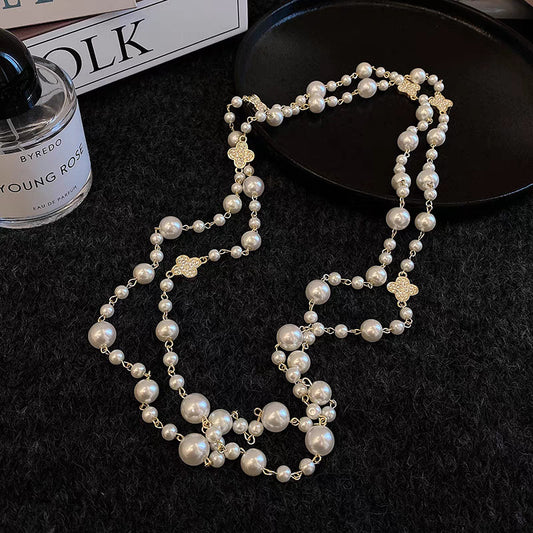 Retro Multi-layer Pearls Necklace - Fashion Long Sweater Chain for Women