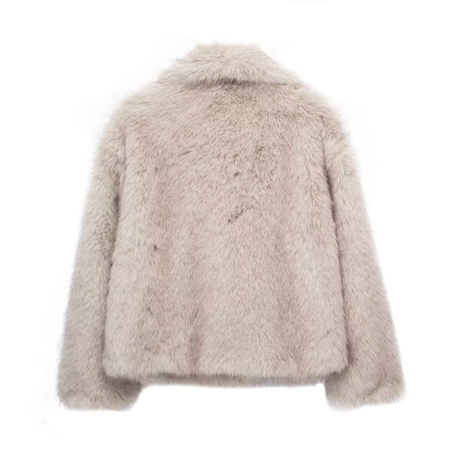 Light gray fluffy jacket on a white background