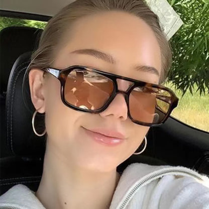 Square Double Beam Retro Sunglasses for Men & Women