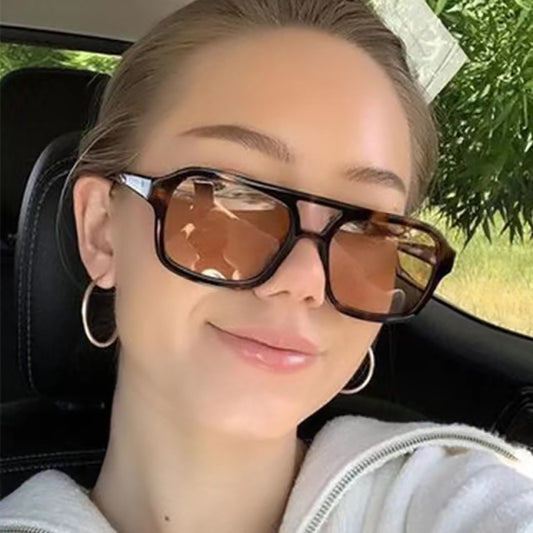 Square Double Beam Retro Sunglasses for Men & Women