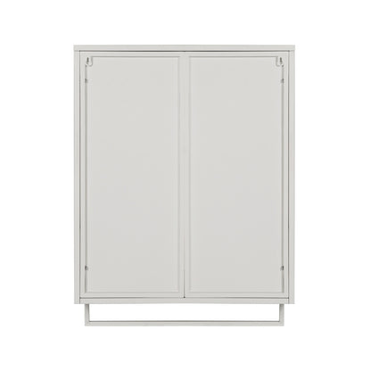 Modern Two-Door Wall Cabinet With Glass Doors And Open Shelf