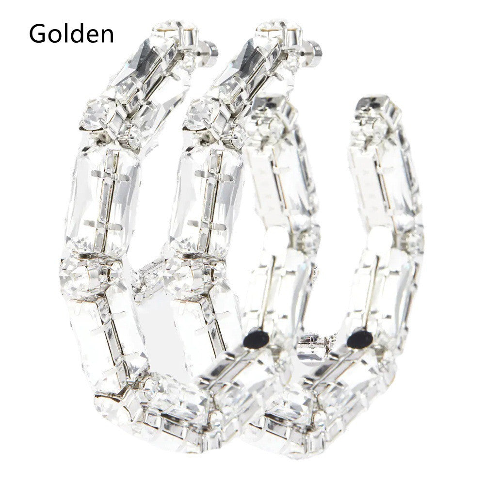 Rhinestone Earrings - Personalized Fashion Hoop Exaggerated Earrings