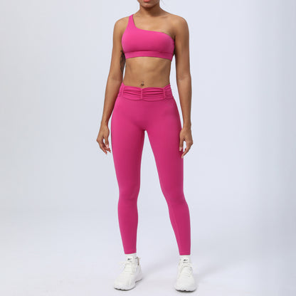 Women's Fitness Running Sports Pleated Yoga Clothes Suit