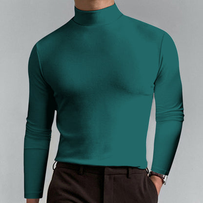 Autumn and Winter High Neck Long Sleeve T-Shirt for Men