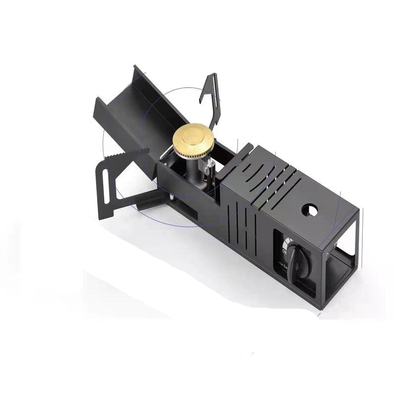 Black metal tool with a gold component on a white background, showing measurements.