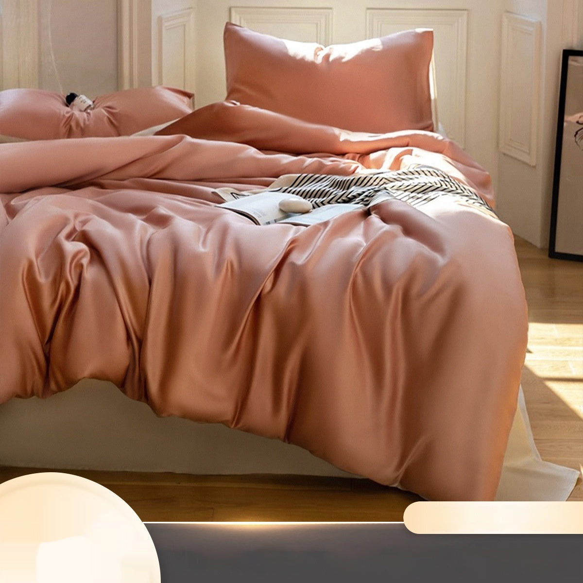 Summer Bed Four-piece Ice Silk Summer Cooling Quilt Cover Fitted Sheet