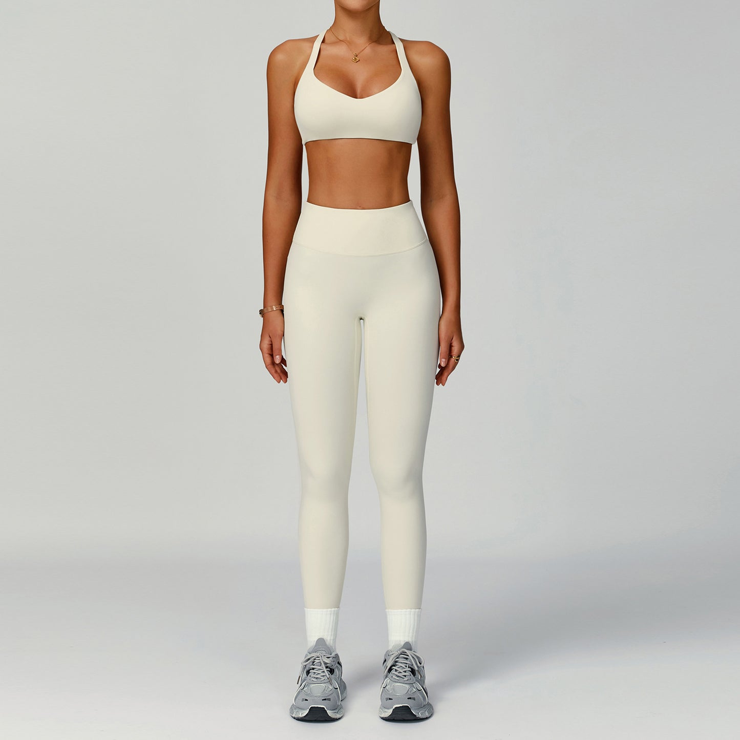 Women's Pure Color Tight Hollow-Out Beauty Back Sports Outfit
