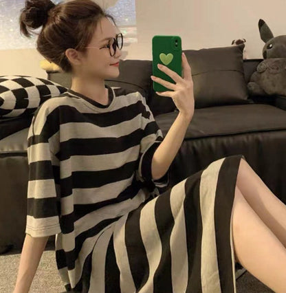 Home Wear Thin Short Sleeve Loose Plus Size Plump Girls Women's Pajamas