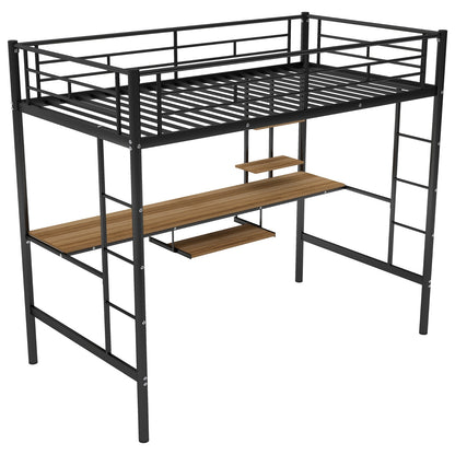 Loft Bed With Desk And Shelf , Space Saving Design,Twin