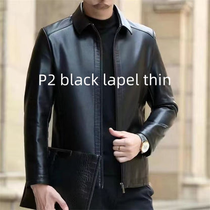 Leather Jacket for Middle-Aged Men - Fleece-Lined Casual Wear