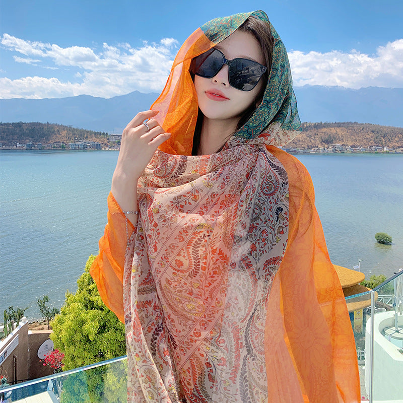 Desert Versatility For Traveling Sun Protection Toe Cap Silk Scarf