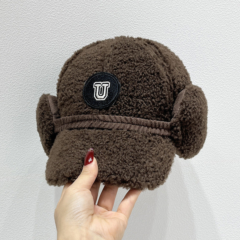 Versatile Letters Lamb Wool Baseball Cap For Women