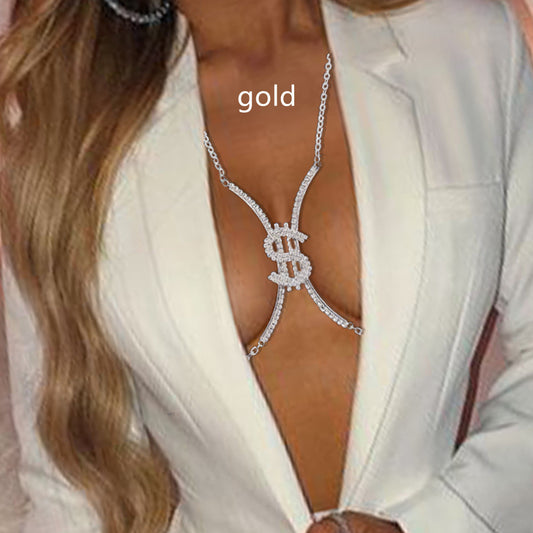 Rhinestone Chest Body Chain – Glamorous Nightclub Jewelry
